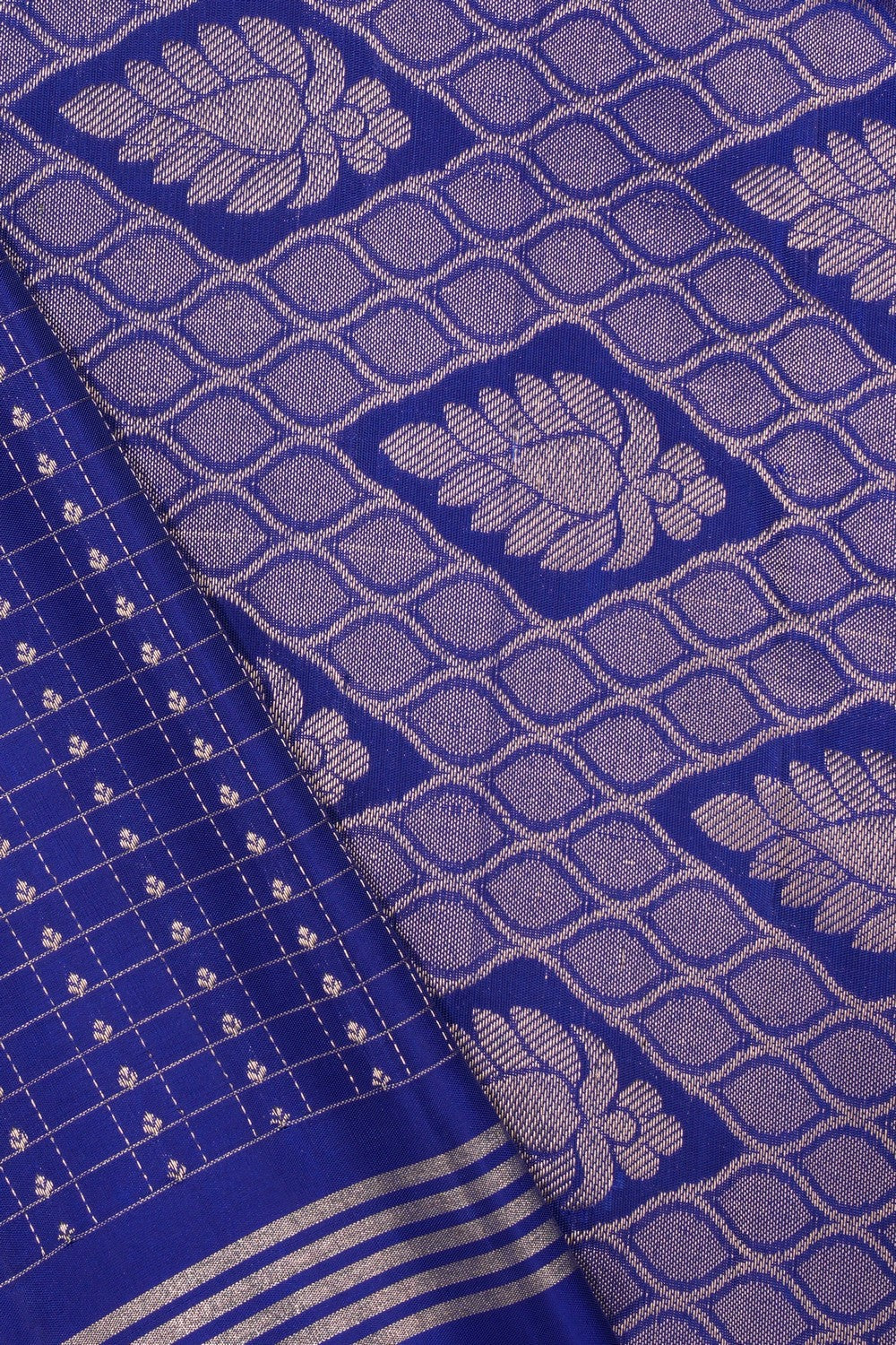 South Silk Kattam Royal Blue Saree