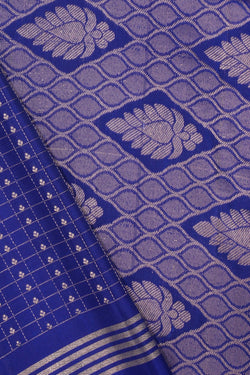 Image of South Silk Kattam Royal Blue Saree