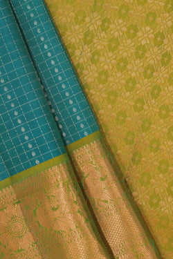 Image of South Silk Kattam Blue Saree