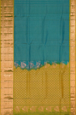 Image of South Silk Kattam Blue Saree