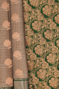 Image of South Silk Kattam Brown Saree