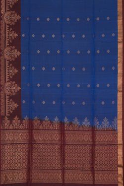 Image of Dark Ocean Blue Silk Saree