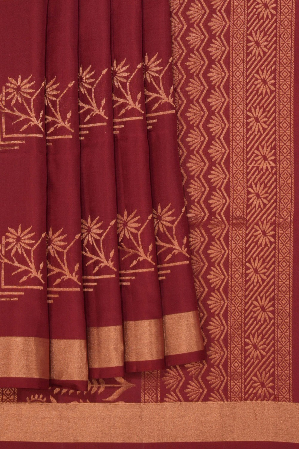 Image of Dark Red Silk Saree