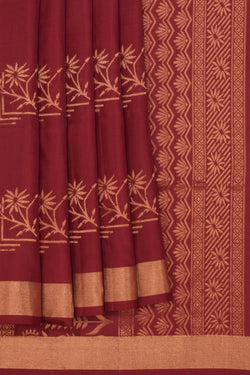 Image of Dark Red Silk Saree