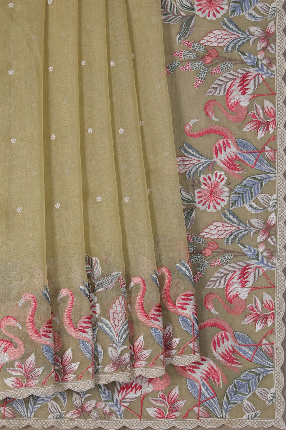 Tissue Silk Embroidery Saree