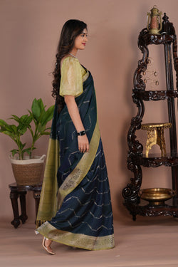 Image of South Silk Peacock Blue Saree
