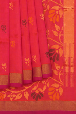 Image of Uppada Silk Pinkish Red Saree