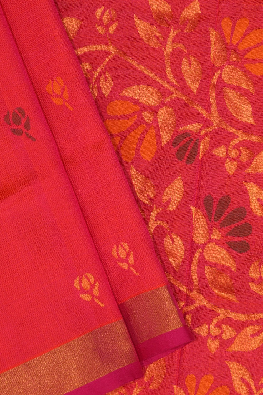 Uppada Silk Pinkish Red Saree