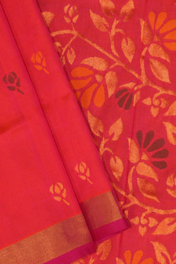 Image of Uppada Silk Pinkish Red Saree