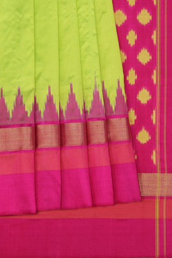 Image of Pochampally Silk Light Yellowish Green Saree