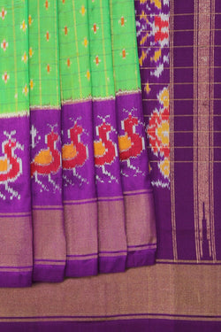 Image of Pochampally Ikat Fresh Green Saree