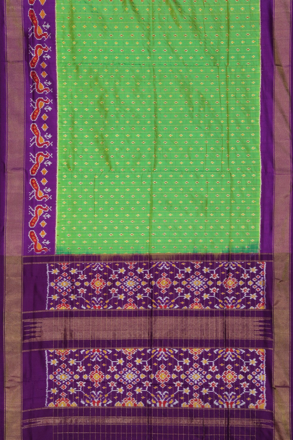 Pochampally Ikat Fresh Green Saree