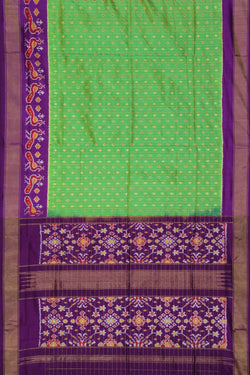 Image of Pochampally Ikat Fresh Green Saree