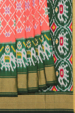 Image of Pochampally Ikat Peach Saree