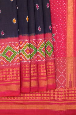 Image of Pochampally Ikat Navy Blue Saree