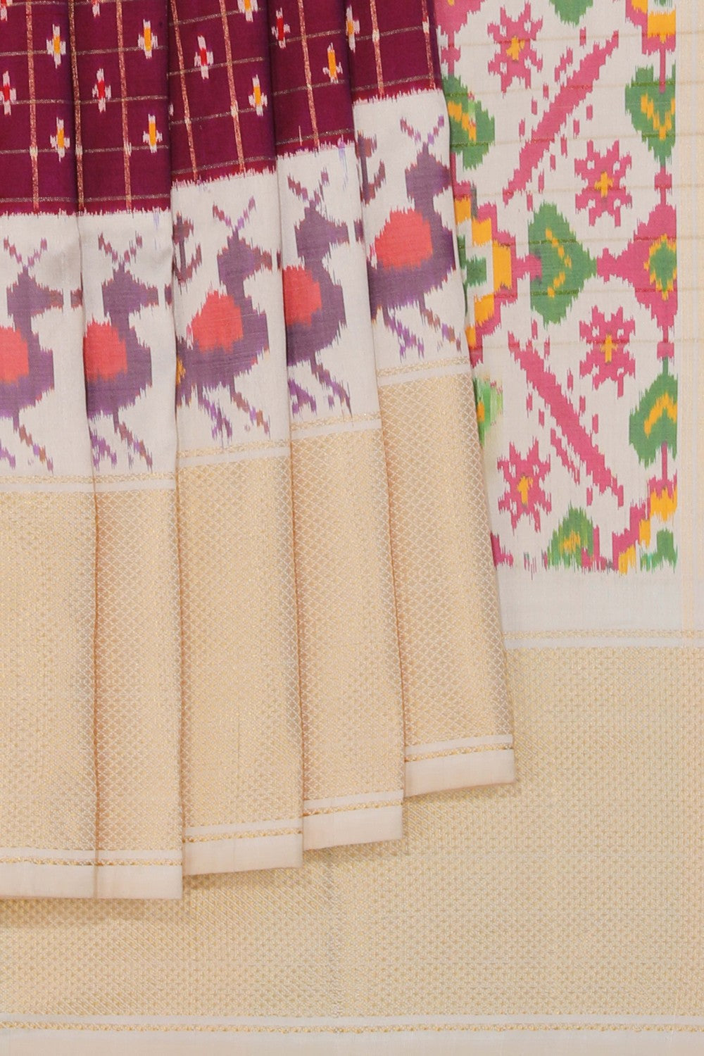 Pochampally Ikat Deep Wine Saree