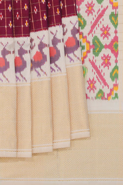 Image of Pochampally Ikat Deep Wine Saree