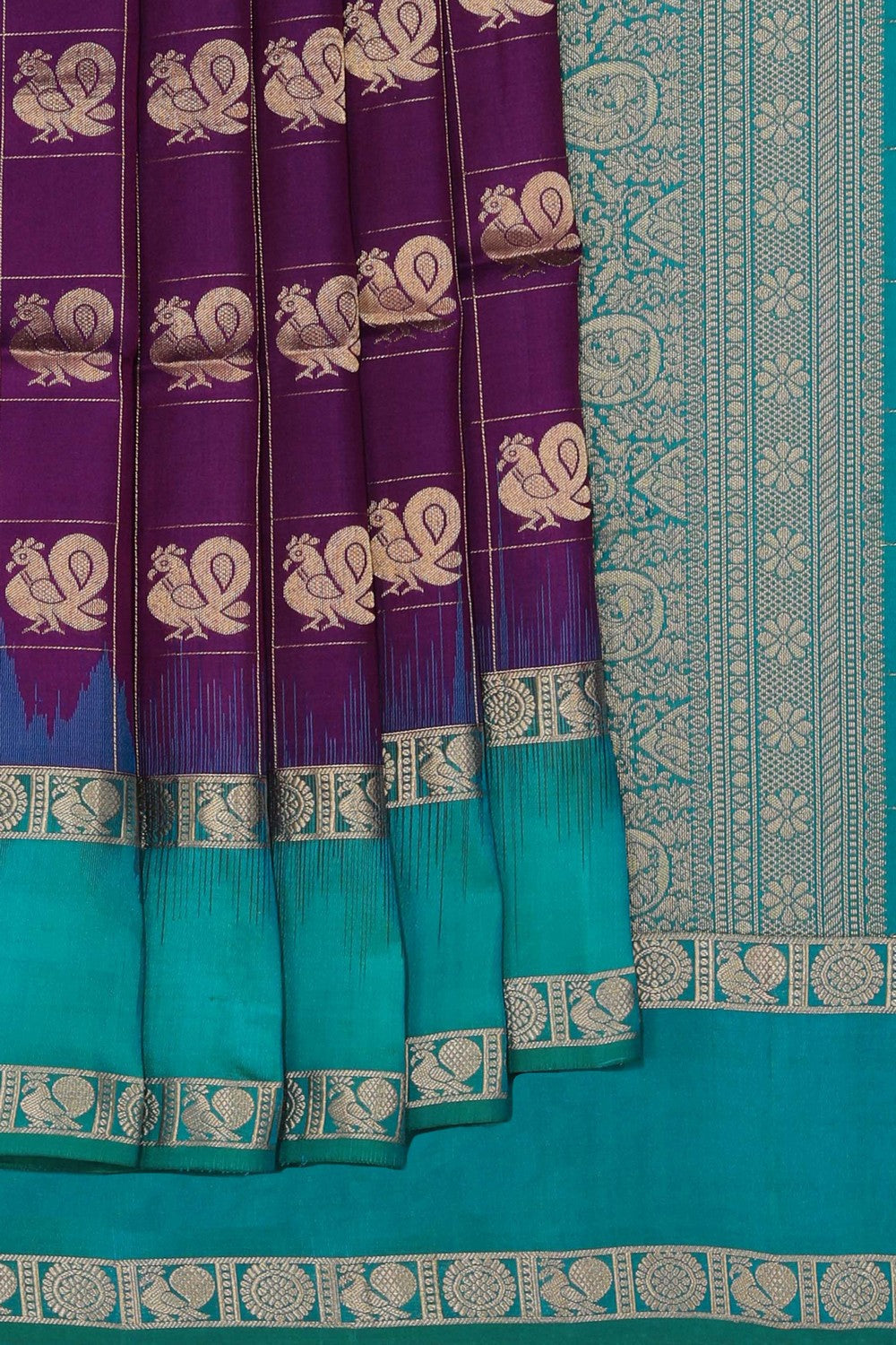 South Silk Kattam Purple Saree