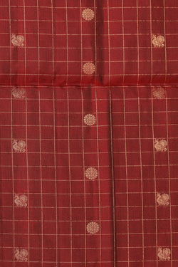 Image of South Silk Kattam Maroon Saree