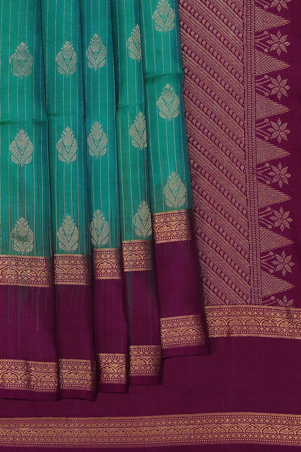 South Silk Teal Green Saree