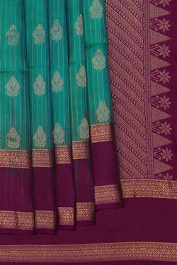 Image of South Silk Teal Green Saree