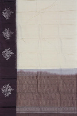 Image of South Silk Kattam Off-White Saree