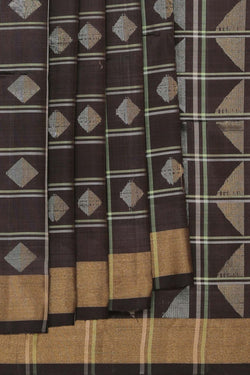 Image of South Silk Kattam Brown Saree