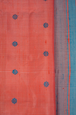 Image of Gadwal Dupion Silk Coral Pink Saree