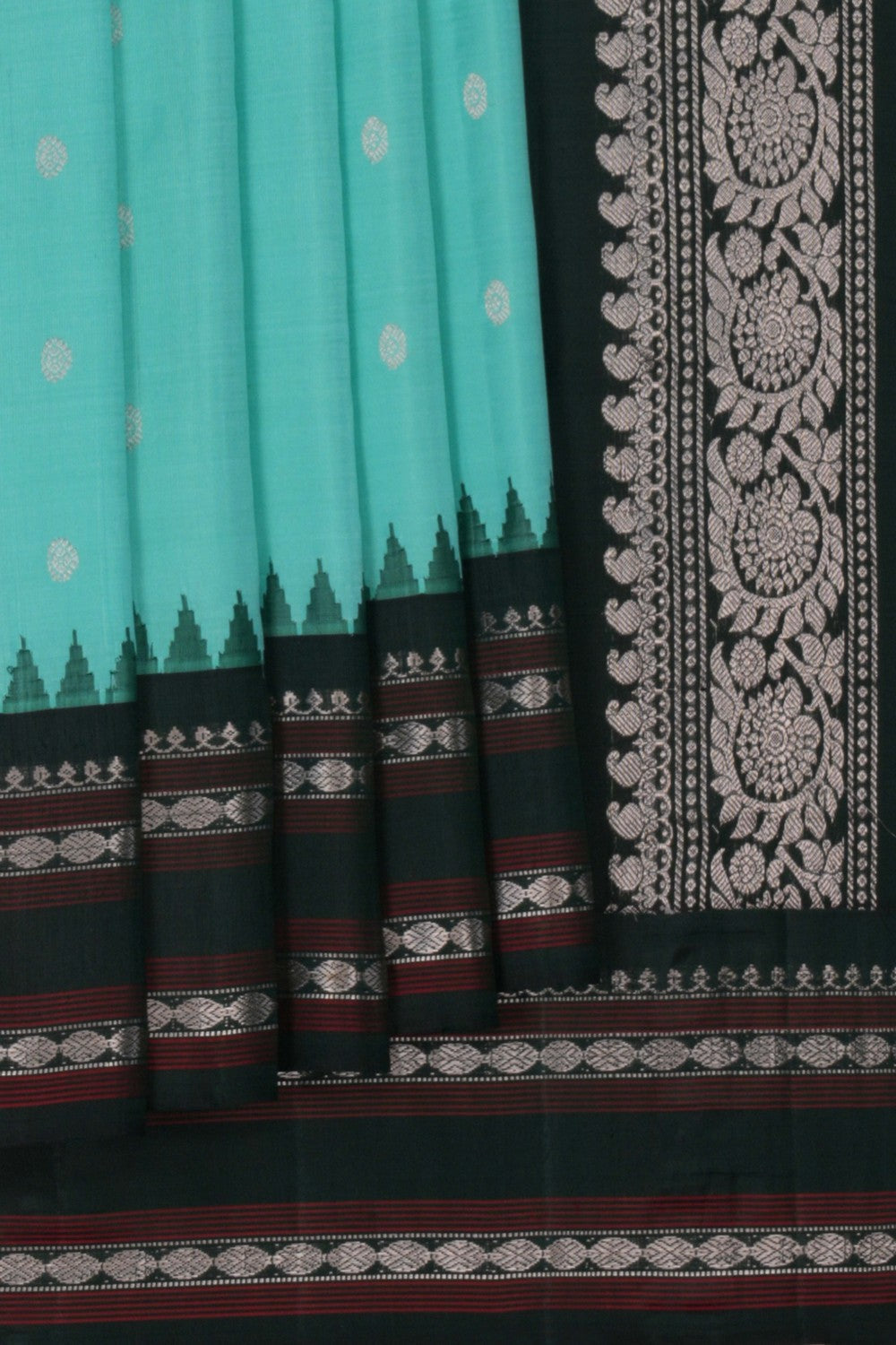 Image of Gadwal Silk Sea Green Saree