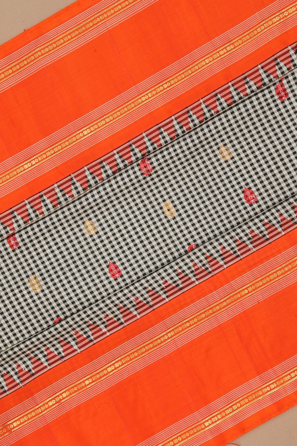 Image of Gadwal Silk Kattam Black Saree