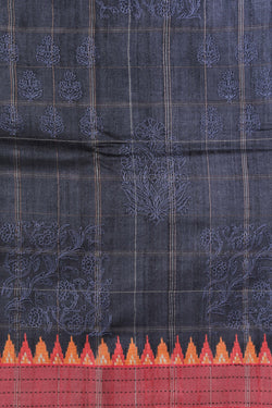 Image of Tussar Silk Embroidery Saree