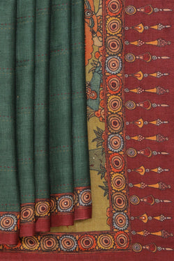 Image of Tussar Silk Embroidery Saree