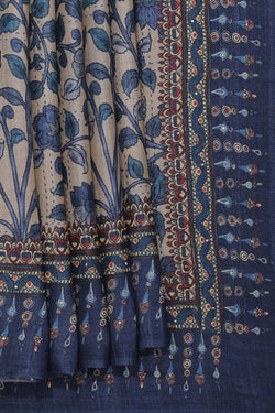 Image of Tussar Silk Embroidery Saree