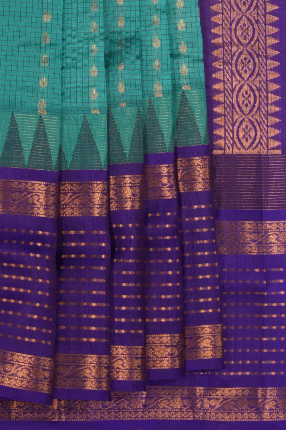 Kuppadam Kattam Sea Green Saree