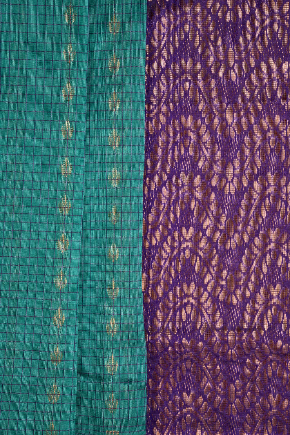 Image of Kuppadam Kattam Sea Green Saree