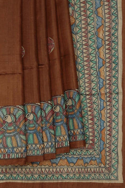 Image of Madhubani Tussar Silk Blue Saree