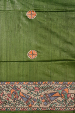 Image of Madhubani Hand-Painted Saree