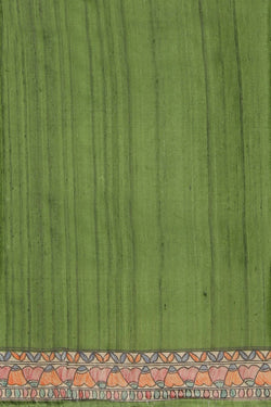 Image of Madhubani Tussar Silk Green Saree