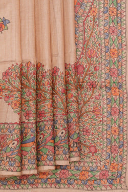 Image of Madhubani Hand-Painted Saree