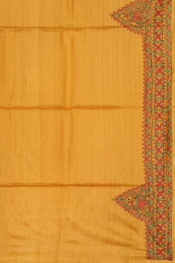 Image of Madhubani Tussar Silk Yellow Saree