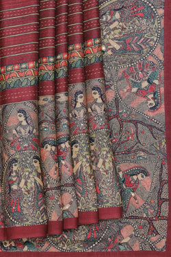 Image of Tussar Silk Embroidery Saree