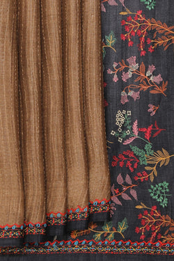 Image of Tussar Silk Embroidery Saree