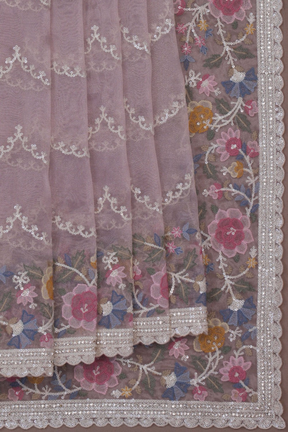 Kora Silk Embroidery Saree