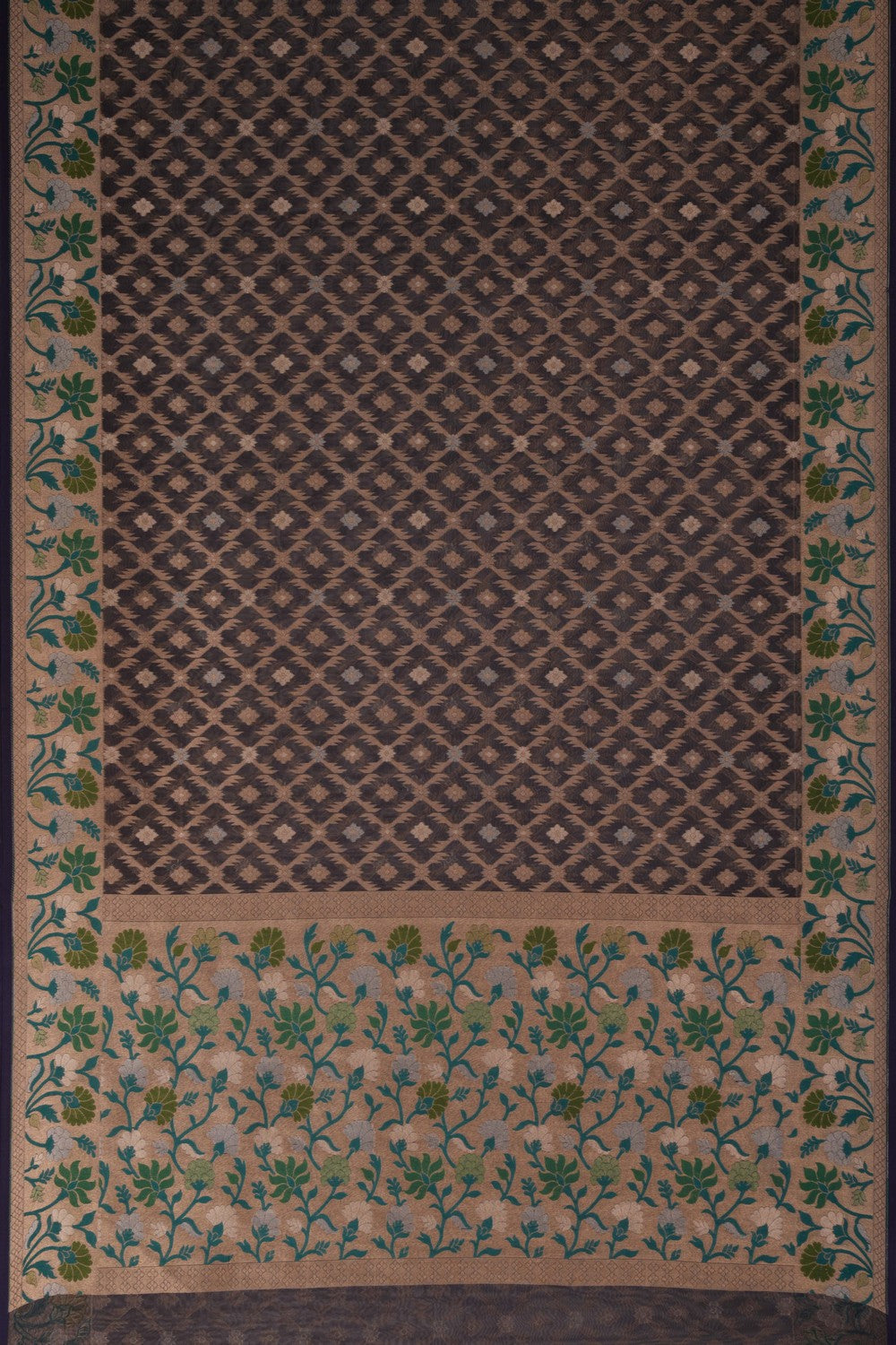 Image of Kora Silk Navy Blue Saree