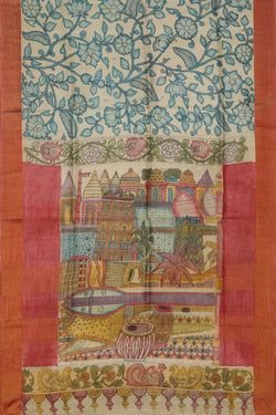 Image of Kalamkari Hand-Painted Saree