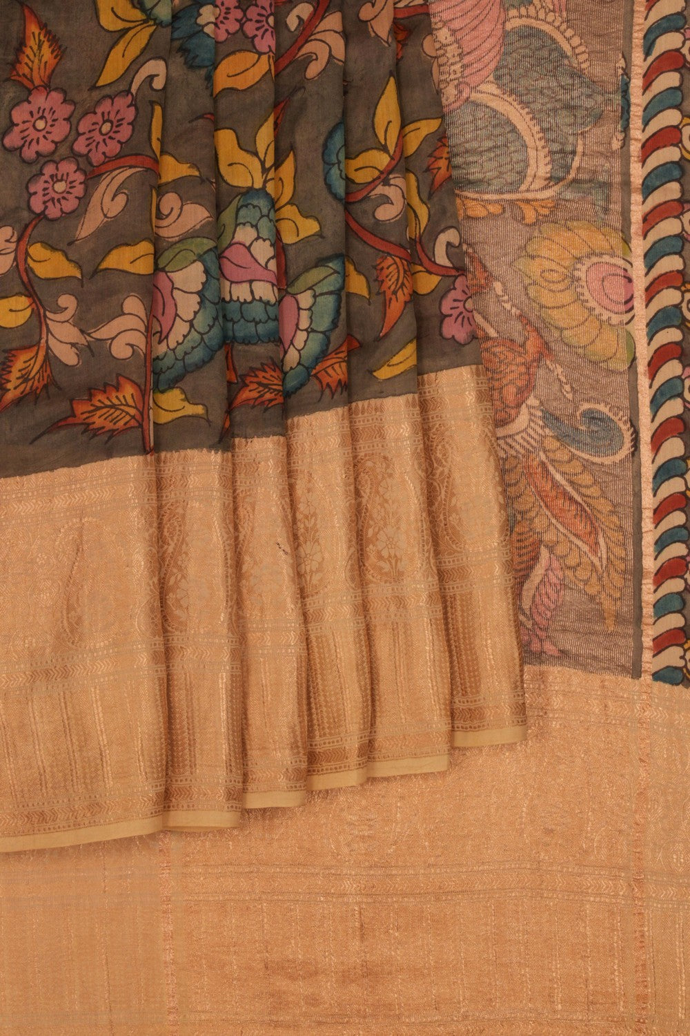 Image of Kalamkari Hand-Painted Saree
