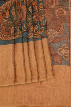 Image of Kalamkari Hand-Painted Saree