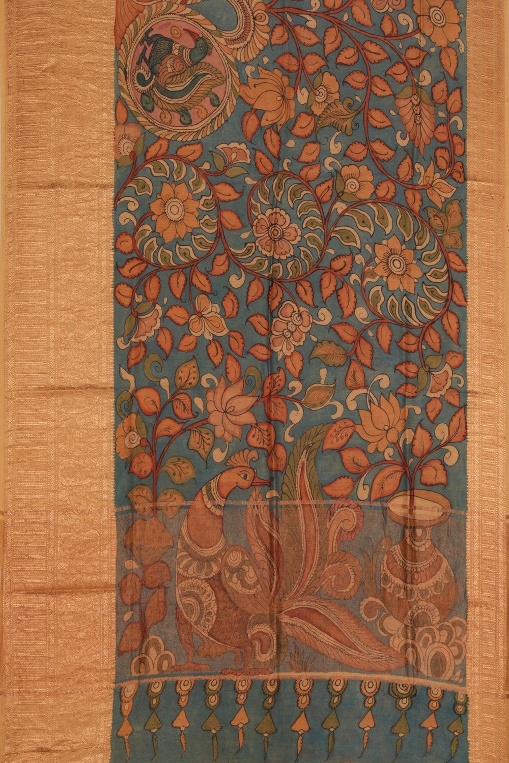 Image of Kalamkari Hand-Painted Saree