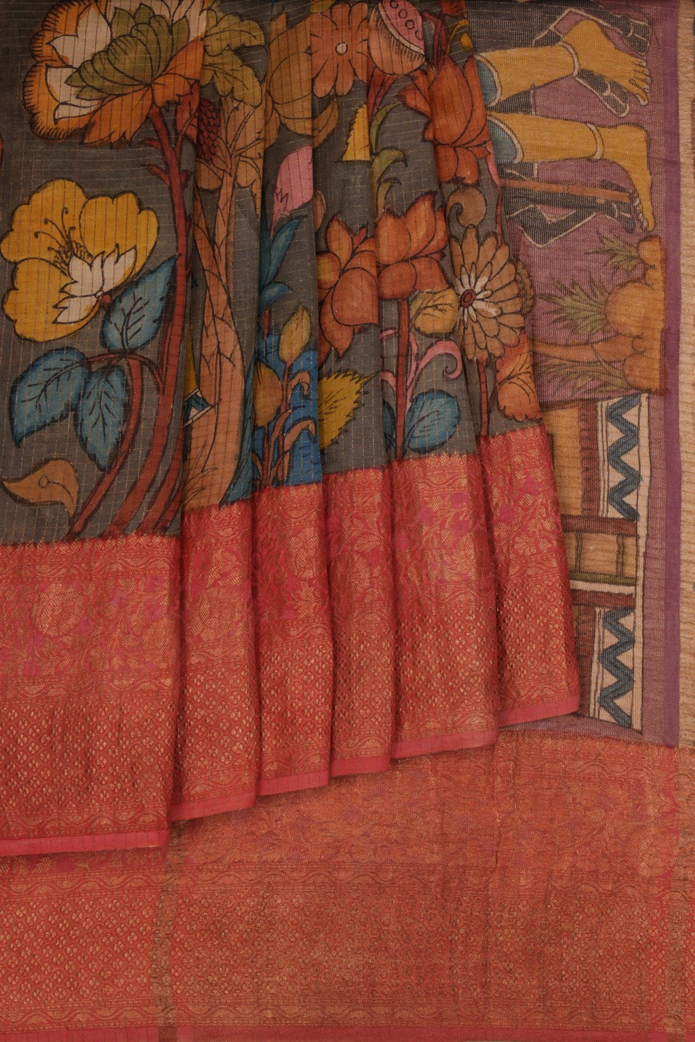 Kalamkari Hand-Painted Saree