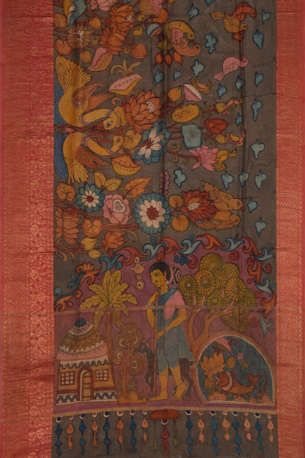 Kalamkari Hand-Painted Saree